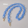 A light blue adjustable detachable chain shoulder bag is displayed against a gray background.