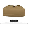 A tan tactical multifunction fanny pack shown from the top view.