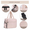 Pink nylon travel duffle bag with bidirectional zipper and durable strap features