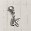 Silver stainless steel alphabet letter charm shaped like the letter K with a lobster clasp