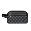 Black men's PU leather clutch handbag with a subtle geometric pattern.