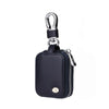 Black leather universal anti-loss protective case for earphones with a silver clasp.