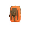 Orange and olive green tactical MOLLE waist pouch with a flap closure and phone pocket