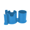 A blue multi-functional kayak drink holder and phone stand.