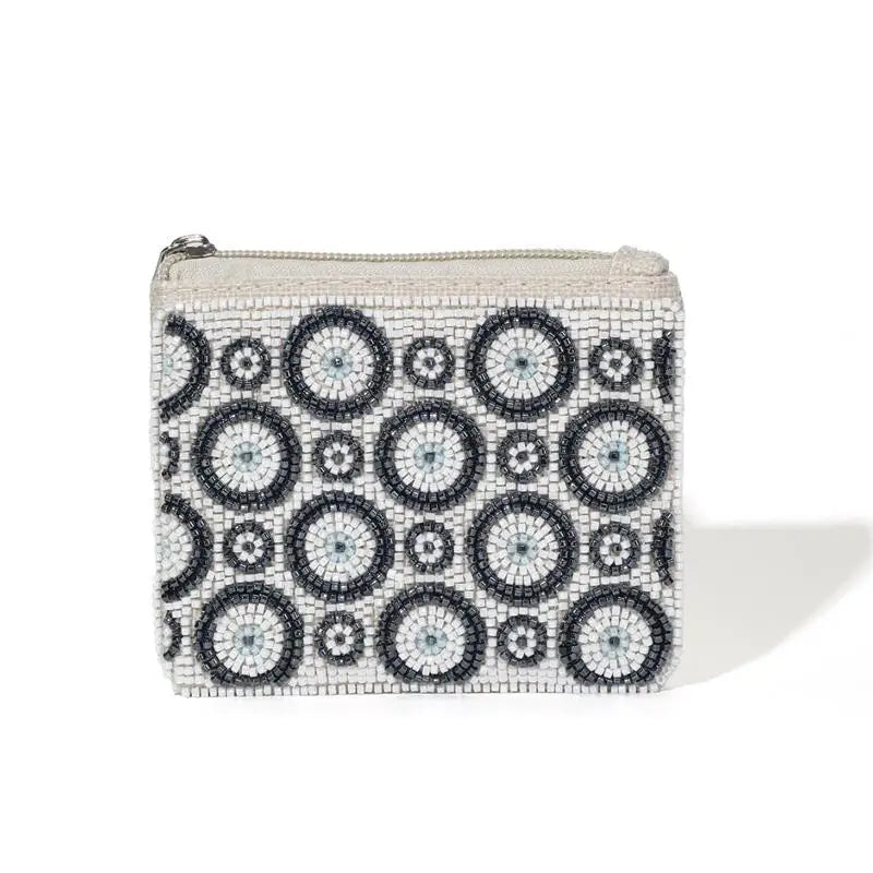 Boho Beaded Coin Purse with Coconut Tree Design