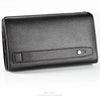 Black leather business handbag clip wallet with a textured finish.