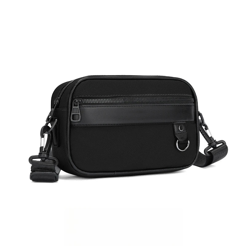 Bolso cruz de cuero PU negro para mujeres con correa ajustable.