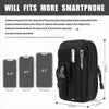 Black tactical utility pouch for smartphones with a MOLLE strap and various phone sizes shown.