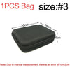 A black portable storage and travel organizer bag with dimensions 20cm by 16cm and a depth of 6cm.