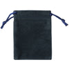 Bolsa de regalo de terciopelo gris oscuro con cordones azules.