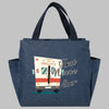 Bolsa de almuerzo de lona aislada azul oscuro con un gráfico de una ambulancia y el texto Mejor Enfermera