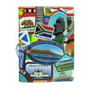A colorful 3D PVC passport cover featuring various travel-themed designs and landmarks.