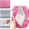 A pink insulated canvas lunch bag showing its interior lining and exterior fabric details.