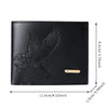 Black slim leather wallet featuring an embossed eagle design for men and women