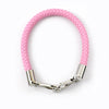A pink PU leather replacement bag strap with silver metal buckles.
