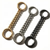 Three metal strap extender chains in gold and silver tones displayed against a white background.
