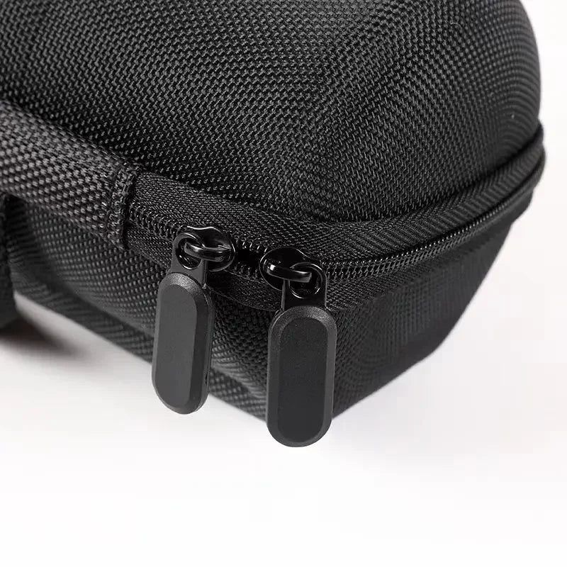 Black multi-slot travel watch organizer case with zippered opening and black hardware