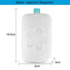 White reusable ice pack with a blue cap and dimensions marked on the packaging.