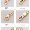 Various gold chain buckles and clasps including a slideable buckle, new no. 2 buckle, shrimp clasp, box buckle, door buckle, 