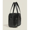 Black Japanese style student messenger bag made of waterproof PU leather with adjustable shoulder straps.