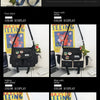 A comparison of a women's nylon crossbody shoulder bag in various colors and displays.