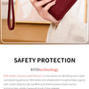 A close-up of a maroon PU leather fashion wallet with a zipper closure being held by a hand.