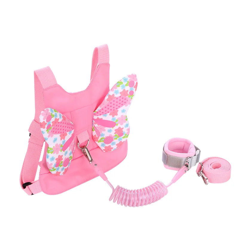 Pinkes Kindersicherheitsgurt und Leine-Set mit Blumenmuster