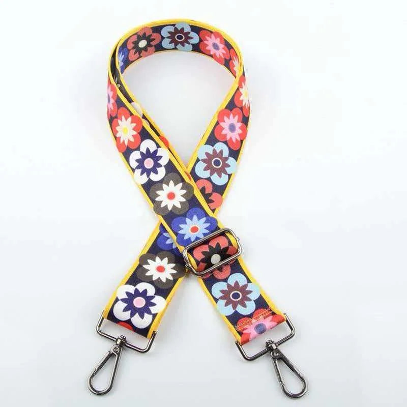 A colorful patterned adjustable crossbody strap for handbags