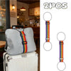 Two heavy-duty nylon luggage straps with colorful striped grips for secure travel