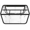 A clear waterproof beach bag organizer with dividers and a black frame.