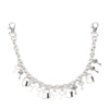 Silver metal purse chain strap for crossbody bags with a decorative link pattern