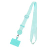 A light blue universal adjustable phone lanyard with a strap and a rectangular clip.