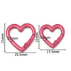 Pink heart-shaped metal spring clasps for DIY jewelry and keychains with dimensions shown.
