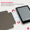 A close-up of a brown magnetic detachable cover for a Kindle device, highlighting easier installation.