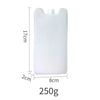White reusable ice pack with dimensions 17cm high and 8cm wide, weighing 250g.