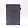 A dark blue slim aluminum RFID blocking wallet for men shown against a white background.