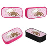 A set of pink and black pencil cases featuring cute sheep designs.