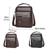 Sac bandoulière en PU marron foncé pour homme, vu de face et de profil.