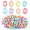 A pile of colorful acrylic link chain connectors in various shades including pink, purple, blue, and yellow.