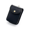 A dark navy leather men's multi-functional waist bag with gold hardware.