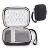 A portable hard case for a handheld console shown open, featuring a padded interior and a black exterior.