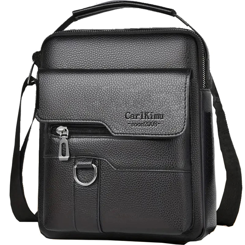 Sac bandoulière noir en PU pour homme avec rembourrage et quincaillerie argentée