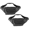 Black genuine leather adjustable waist bag with zipper closures