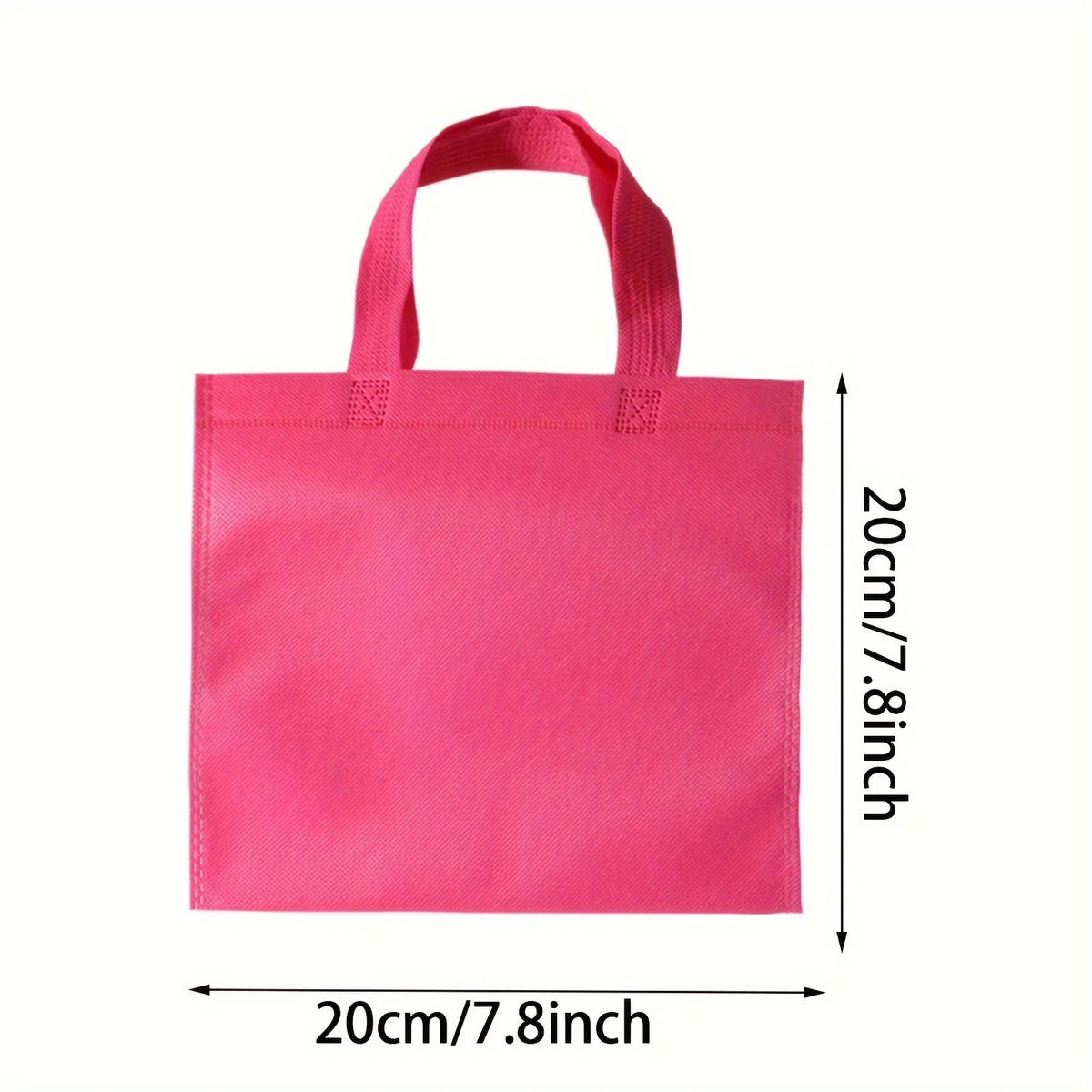 A bright pink non-woven tote bag with handles shown flat.