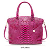 Leuchtend pinkes Krokodilmuster-Oberteil mit Henkel und Crossbody-Tasche.