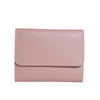 A light pink slim multi-functional card wallet with a stitched edge.