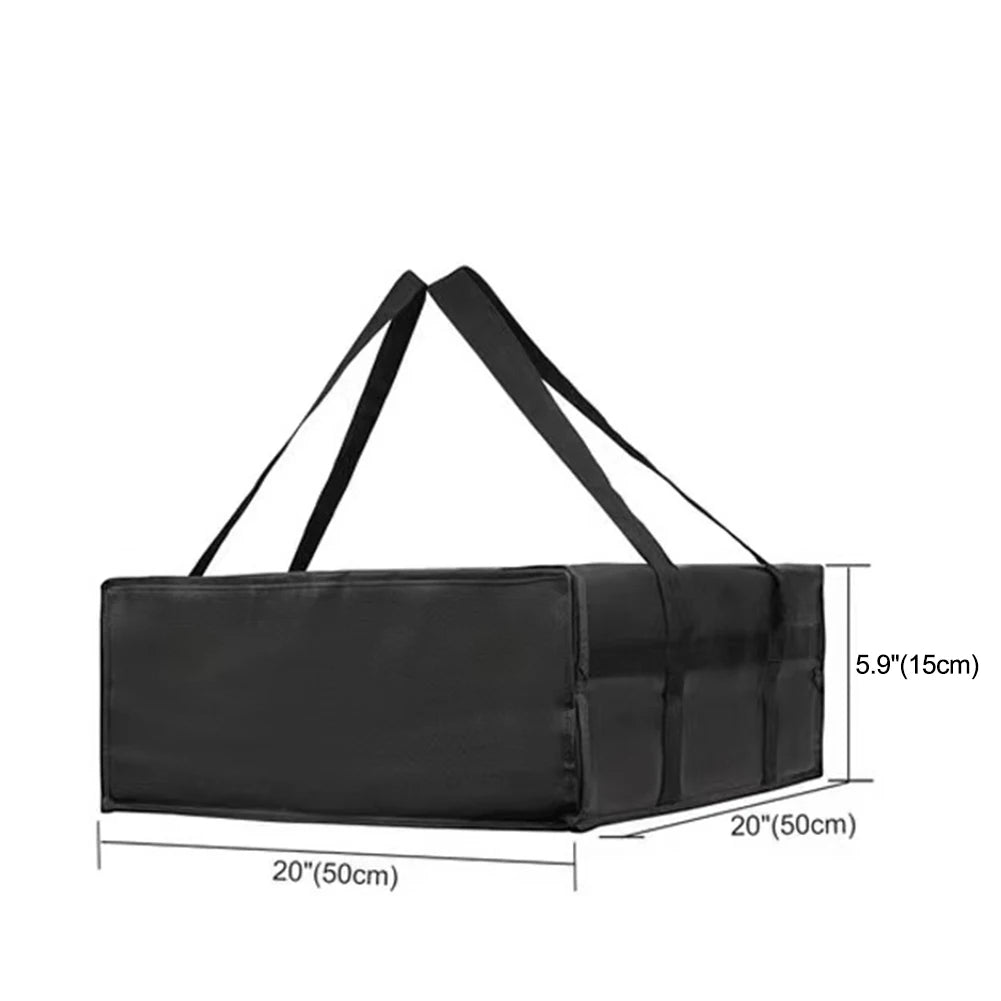 Black insulated non-woven pizza delivery bag with shoulder straps