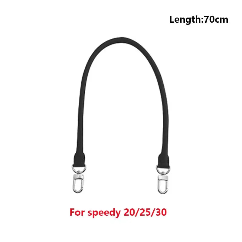 Black genuine Vachetta leather bag strap with adjustable metal clasps