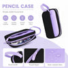 A set of purple and black pencil cases featuring a sturdy handle, smooth zipper, and water-resistant fabric.