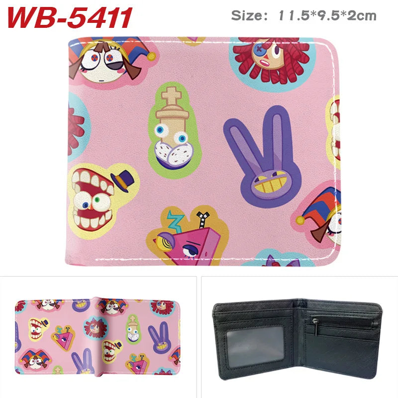 Pinkes Kunstleder-Klappwallet mit verschiedenen süßen Charaktere und eine dunkelgraue Version.